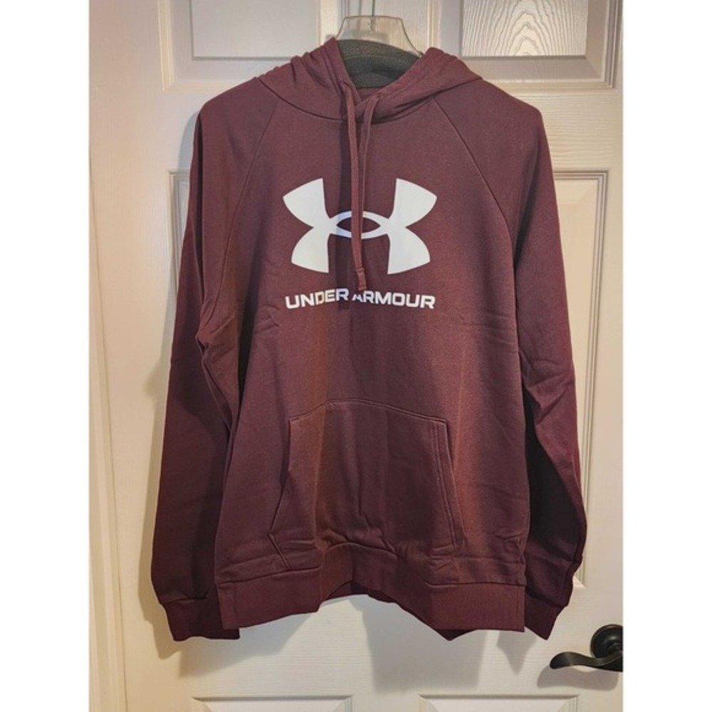 Under Armour Rival Fleece Big Logo Hoodie Men's Size Large Maroon 1379758-600NWT